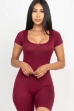 Short Sleeve Scoop Neck Bodycon Romper - Image 7