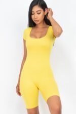 Short Sleeve Scoop Neck Bodycon Romper - Image 8