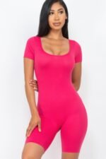Short Sleeve Scoop Neck Bodycon Romper - Image 9