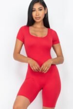 Short Sleeve Scoop Neck Bodycon Romper - Image 12