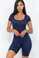 Short Sleeve Scoop Neck Bodycon Romper - Image 10