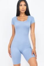 Short Sleeve Scoop Neck Bodycon Romper - Image 13