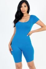 Short Sleeve Scoop Neck Bodycon Romper - Image 14
