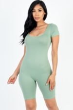 Short Sleeve Scoop Neck Bodycon Romper - Image 17