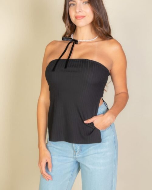 side slit bandeau tube top