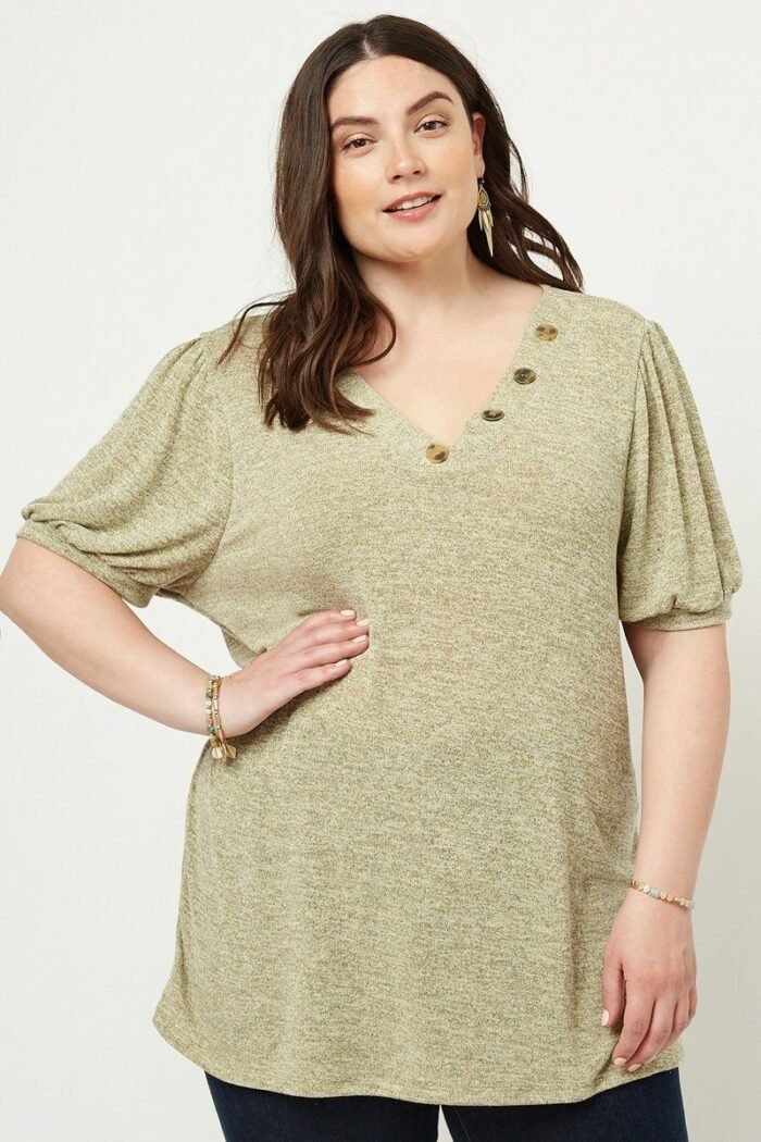 Knit v-neck top - image 5