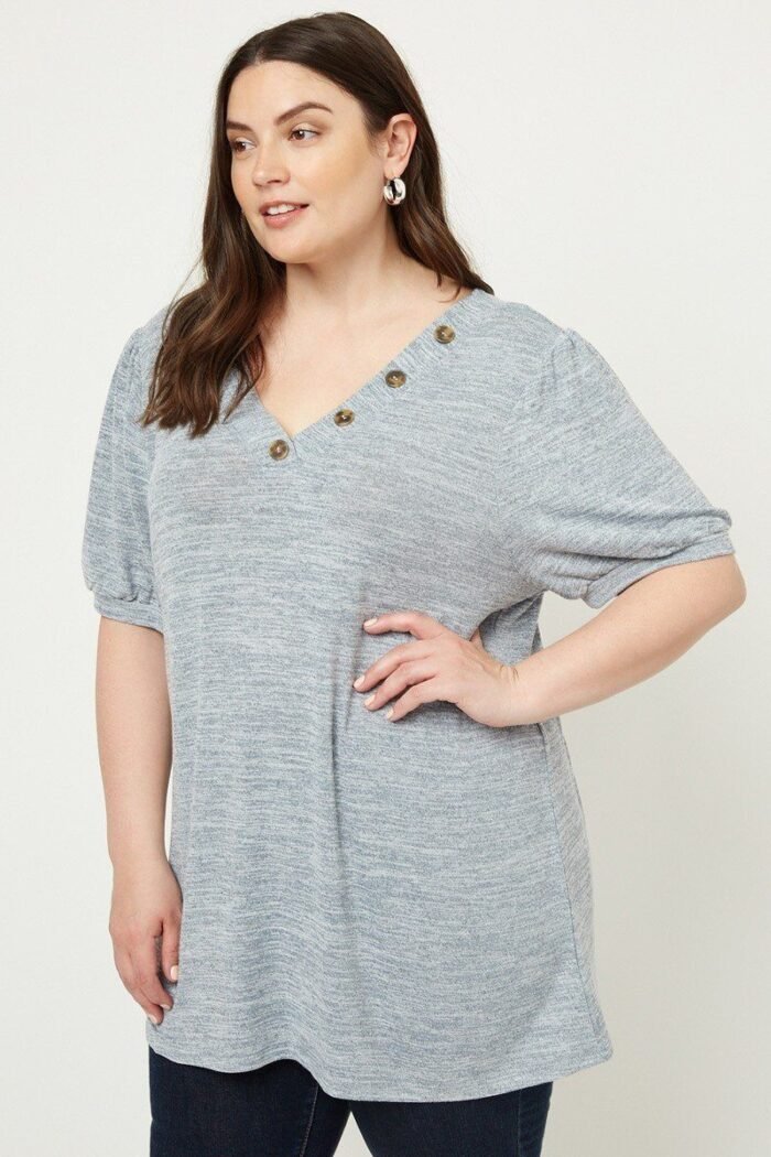 Knit v-neck top - image 1