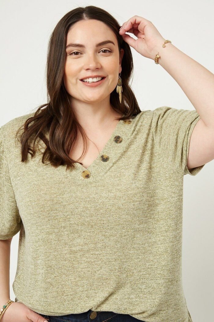 Knit v-neck top - image 8