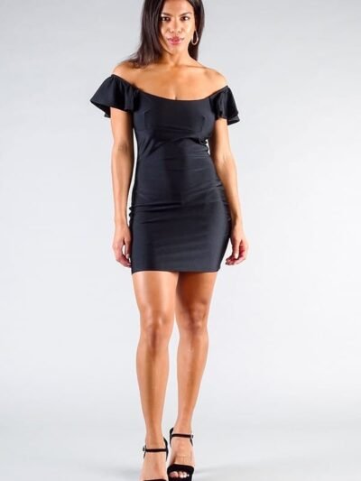 Convertible Off Shoulder Ruffle Sleeve Bodycon Mini Dress