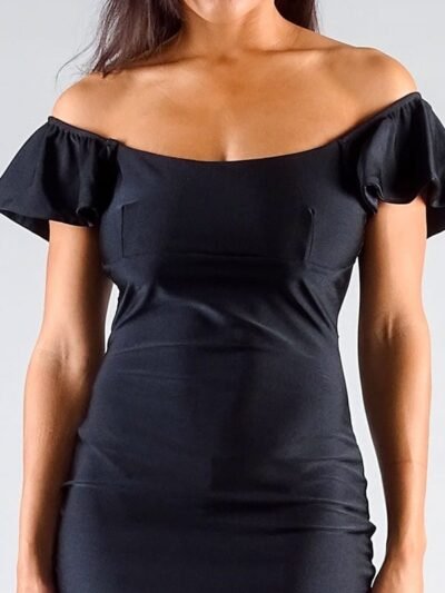Convertible Off Shoulder Ruffle Sleeve Bodycon Mini Dress Convertible Off Shoulder Ruffle Sleeve Bodycon Mini Dress
