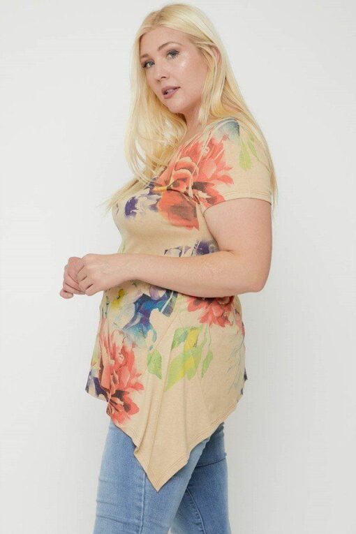 Multi-colored Watercolor Flower Print Tunic - Image 5
