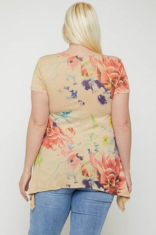 Multi-colored Watercolor Flower Print Tunic - Image 7