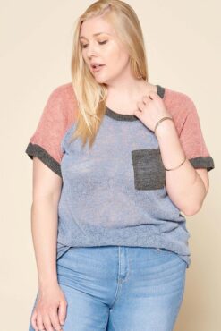 Top Color Blocked Sweater Knit  – Plus Size & Stylish