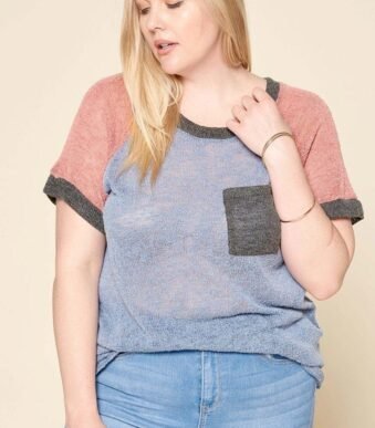 Top Color Blocked Sweater Knit  – Plus Size & Stylish
