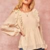 Semi-Sheer Striped Top – Relaxed Babydoll Hem