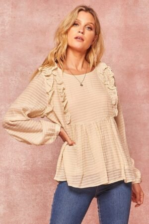 Semi-Sheer Striped Top – Relaxed Babydoll Hem