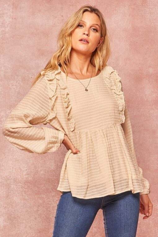 A Semi-sheer Striped Woven Top - Image 5