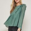 A Semi-sheer Striped Woven Top