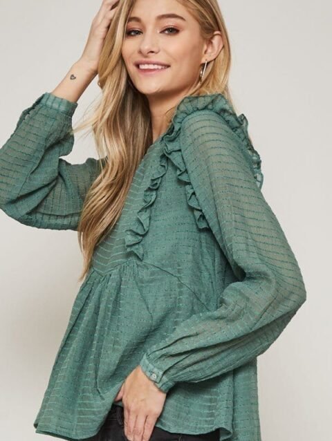 A Semi-sheer Striped Woven Top