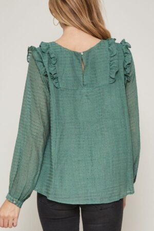 Semi-Sheer Striped Top – Relaxed Babydoll Hem A Semi-sheer Striped Woven Top
