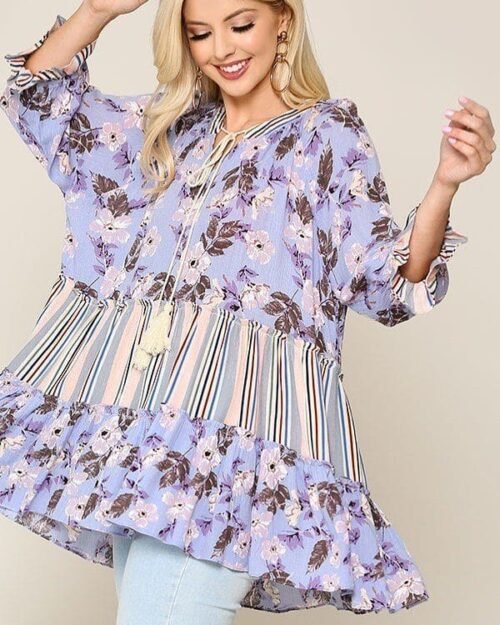 Mix And Match Tassel Tie Peasant Top