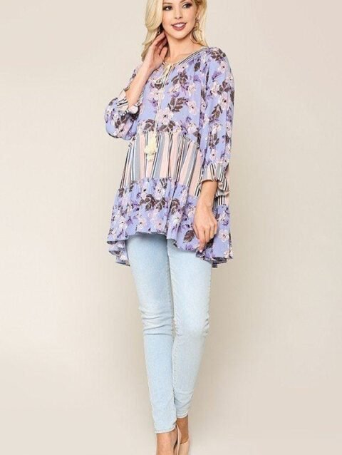 Mix And Match Tassel Tie Peasant Top