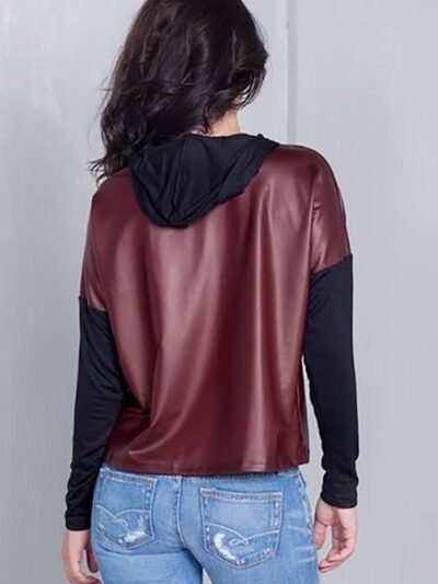Burgundy And Black "j'adore" Silver Graphic Hoodie Top Burgundy And Black “j’adore” Silver Graphic Hoodie Top