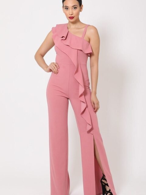 One Shoulder Ruffle Jumpsuit