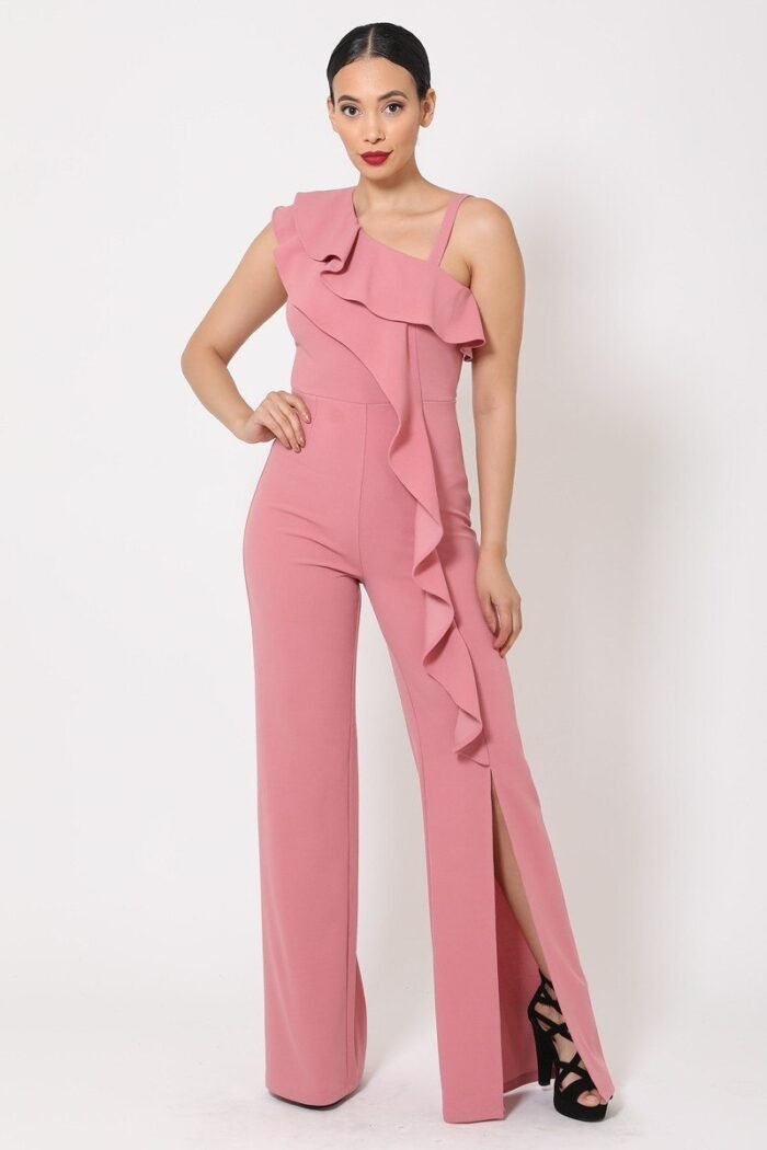 One shoulder ruffle jumpsuit - image 1