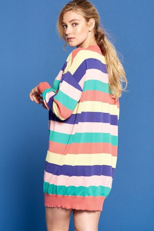 Multi-colored Striped Knit Sweater Dress - Image 4