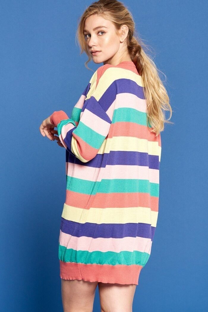 Multi-colored striped knit sweater dress - image 4