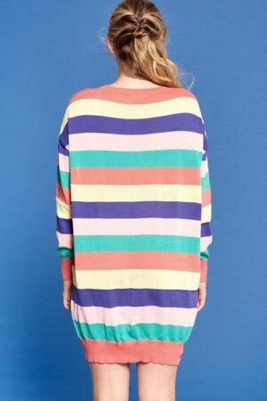 Multi-colored Striped Knit Sweater Dress Multi-colored Striped Knit Sweater Dress