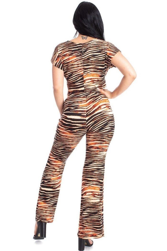 Zebra print crop top and palazzo pants set