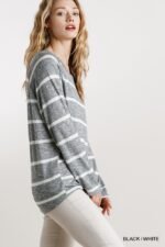 Striped Round Neck Long Sleeve Top - Image 2