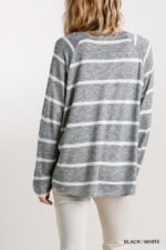Striped Round Neck Long Sleeve Top - Image 3
