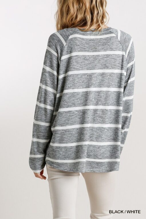 Striped Round Neck Long Sleeve Top - Image 3
