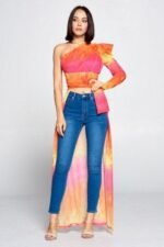 Tie Dye One Shoulder Top - Image 2