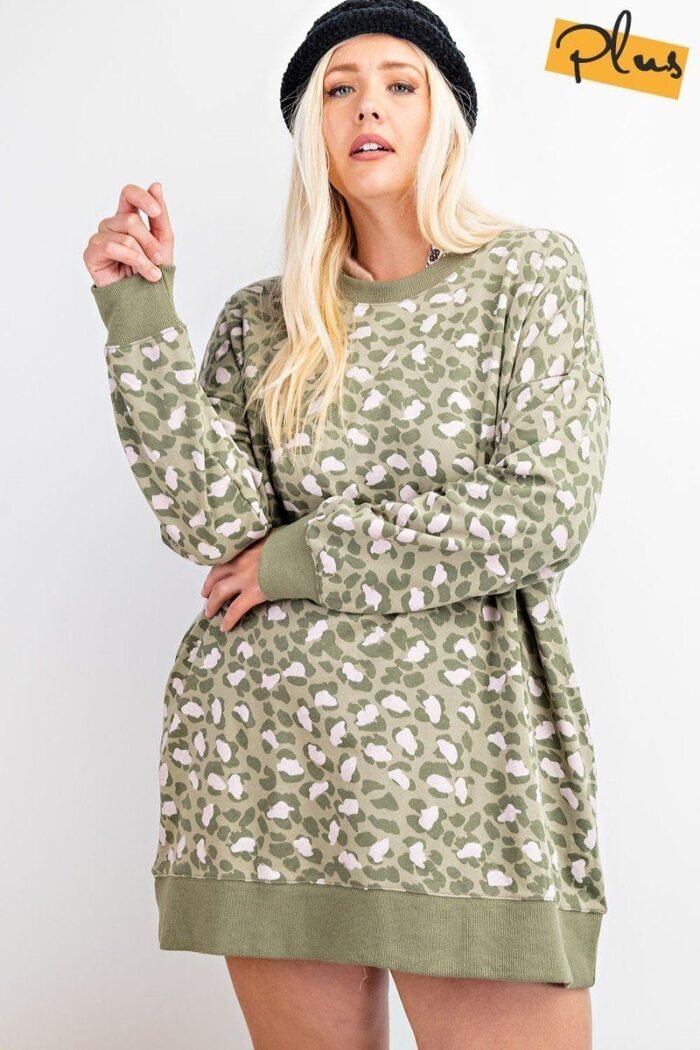 Leopard printed terry knit dress - image 4