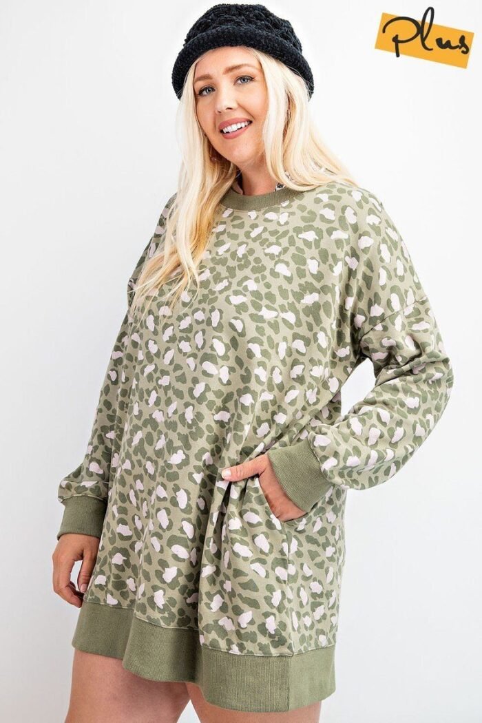 Leopard printed terry knit dress - image 5