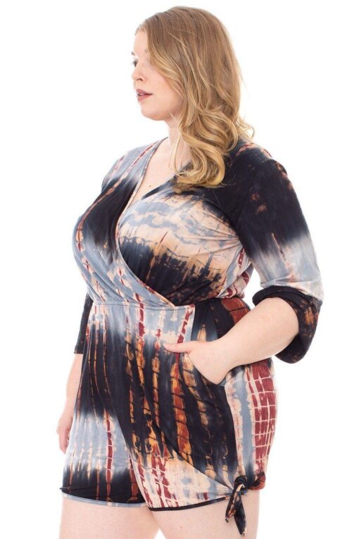 Tie Dye Wrap Plussize Romper - Image 4