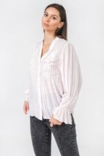 A Floral Eyelet And Solid Mixed Top - Image 3