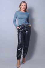 Long Sleeve Round Neck Side Ruched Top - Image 2