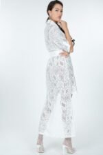 Belted Hi Low Placket Lace Shirt Dress - Image 4