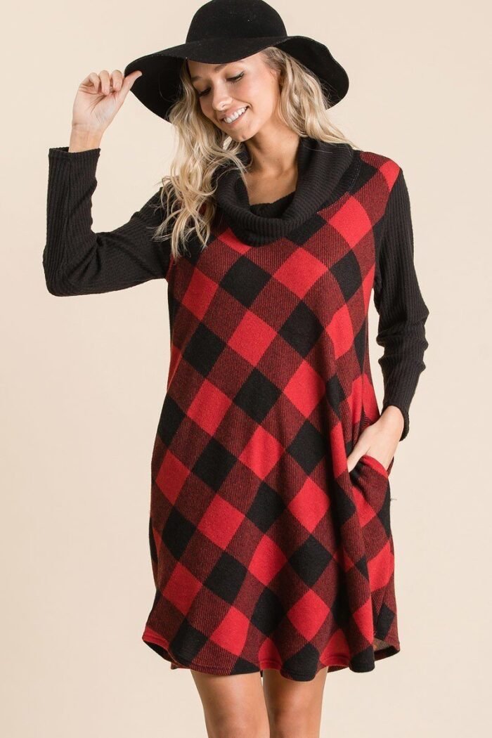 Buffalo plaid tartan swing dress - image 1