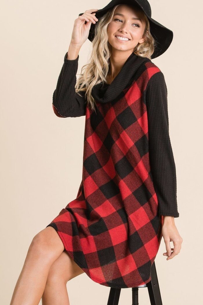 Buffalo plaid tartan swing dress - image 4