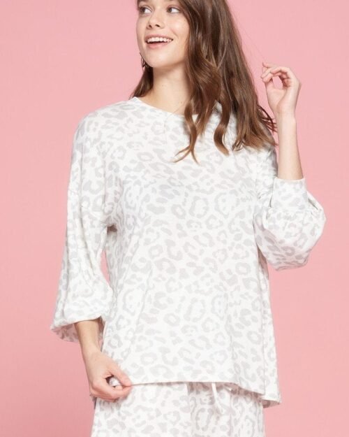 Leopard Printed Knit Loungewear Set