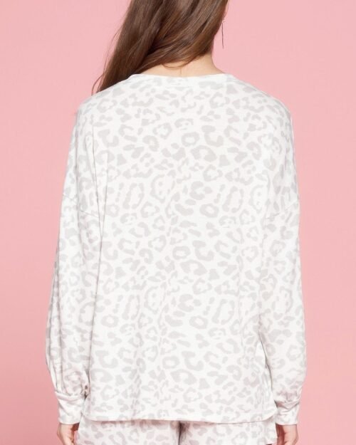 leopard printed knit loungewear set