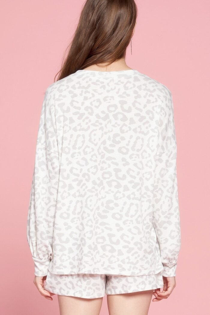Leopard printed knit loungewear set