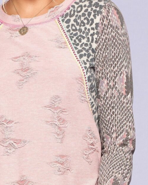 pre-damaged color-block tee