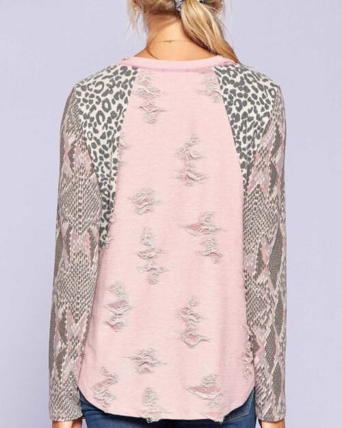 pre-damaged color-block tee